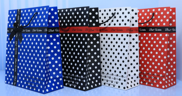 Executive A3 vertical dotted paper gift bags in blue black white red priced at Ksh 400 in Nairobi