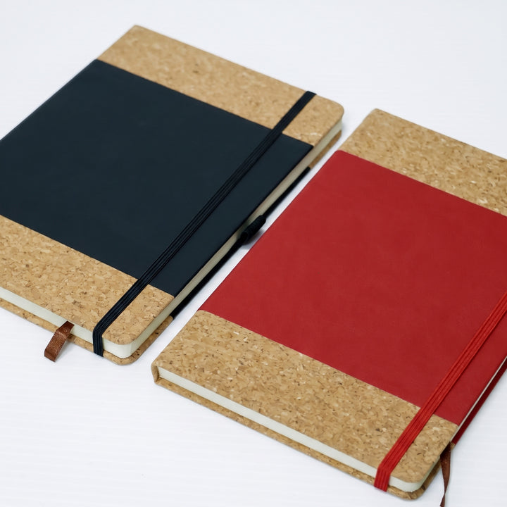 Executive A5 journals featuring natural organic cork panels and premium leatherette covers by Print365 Nairobi