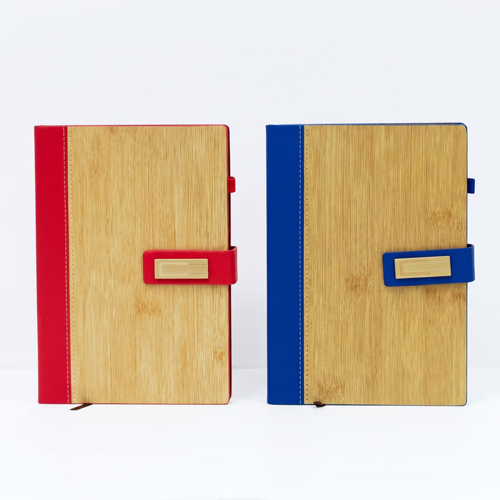 Custom branded A5 bamboo wood and leatherette notebooks with magnetic clasps in Nairobi