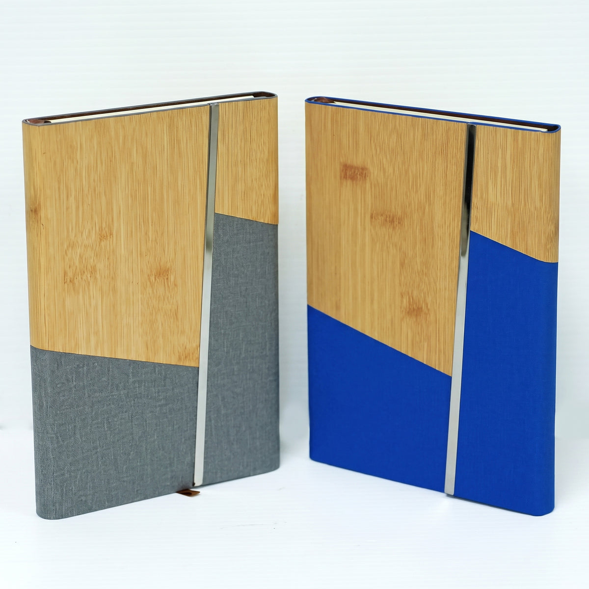 Custom branded A5 geometric bamboo wood and leatherette journals in Nairobi