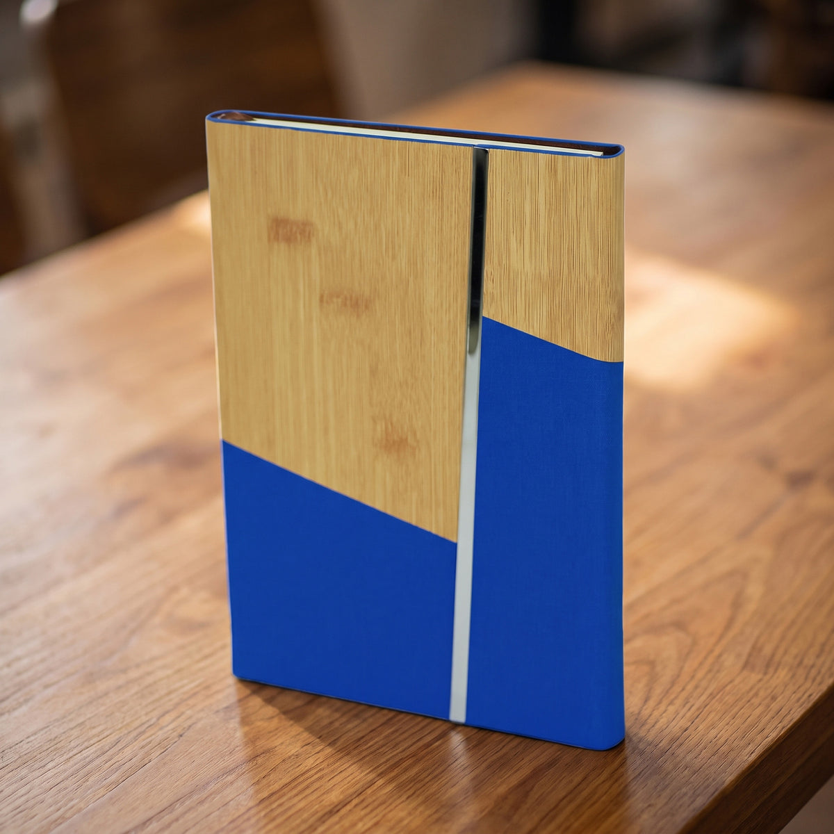 Custom laser-engraved A5 bamboo wood and leatherette hybrid notebook by Print365 Kenya