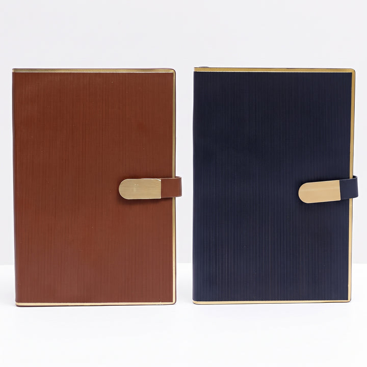 Custom debossed A5 ribbed leatherette notebooks with gold border trim by Print365 Kenya