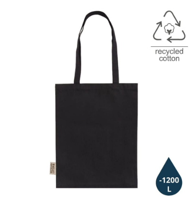 Custom screen-printed imported ABLAR GRS-certified recycled cotton tote bag in black by Print365 Kenya