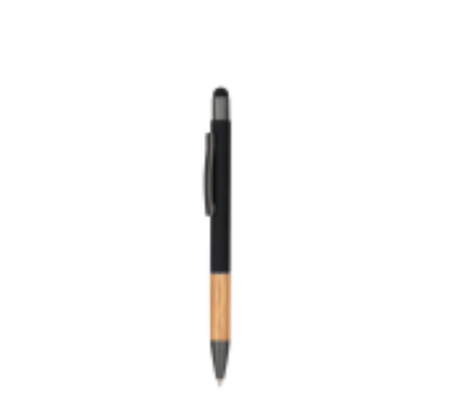 Custom laser-engraved imported AYTOS black metal stylus pen with bamboo grip by Print365 Kenya