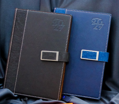 Custom Branded Executive 2027 A5 Diaries in Leatherette, Bamboo &amp; Wood