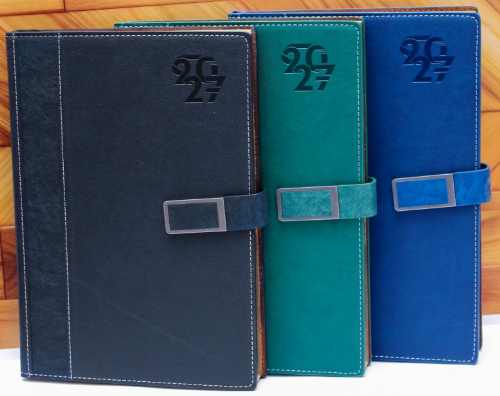 Custom Branded Executive 2027 B5 Diaries in Leatherette, Bamboo &amp; Wood