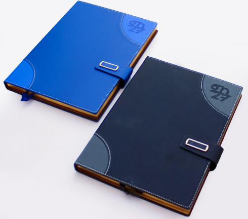 Custom debossed 2027 A4 executive leatherette diary planner for corporate gifts by Print365 Kenya