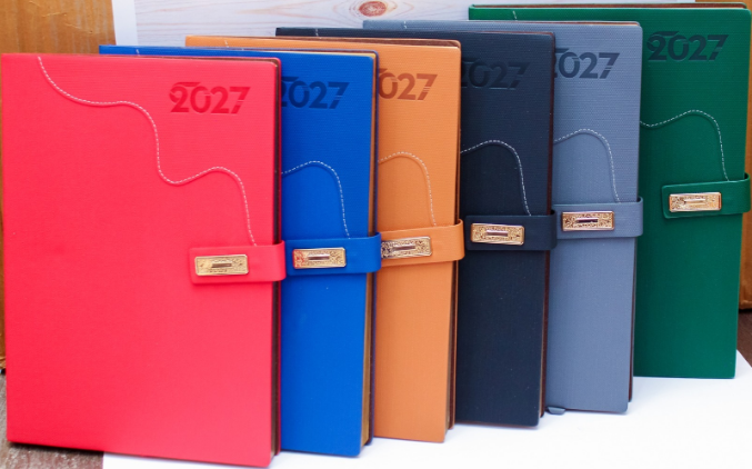 Custom Branded Executive 2027 A4 Diaries in Leatherette, Bamboo &amp; Wood