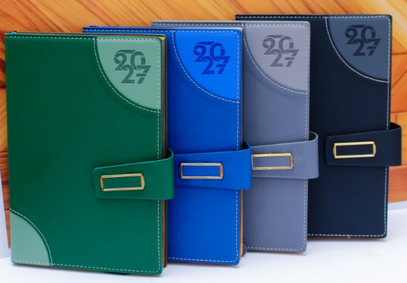 Custom Branded Executive 2027 A5 Diaries in Leatherette, Bamboo &amp; Wood