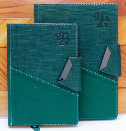 Custom Branded Executive 2027 B5 Diaries in Leatherette, Bamboo &amp; Wood