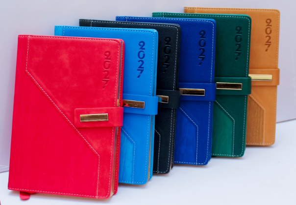 Custom Branded Executive 2027 A5 Diaries in Leatherette, Bamboo &amp; Wood