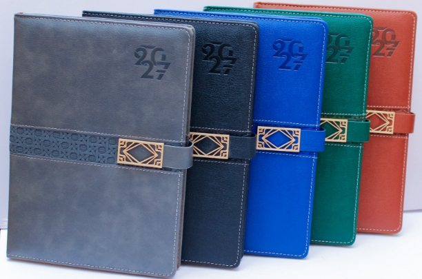 Custom Branded Executive 2027 B5 Diaries in Leatherette, Bamboo &amp; Wood