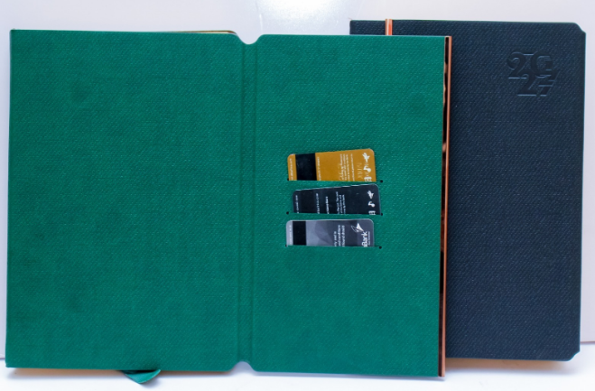 Custom Branded Executive 2027 A5 Diaries in Leatherette, Bamboo &amp; Wood