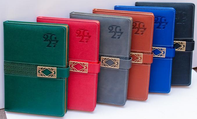 Custom Branded Executive 2027 A5 Diaries in Leatherette, Bamboo &amp; Wood