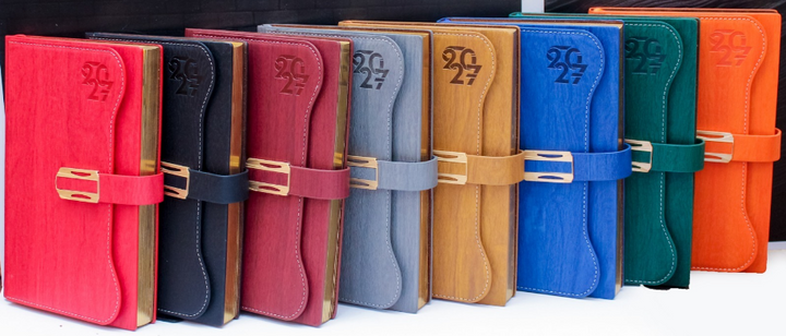 Custom Branded Executive 2027 A5 Diaries in Leatherette, Bamboo &amp; Wood