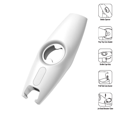 Custom printed imported BOTTO Giftology 5-in-1 multi-functional bottle opener in white by Print365 Kenya