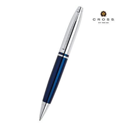 Custom engraved imported Cross Calais Chrome Blue Lacquer ballpoint pen by Print365 Kenya   