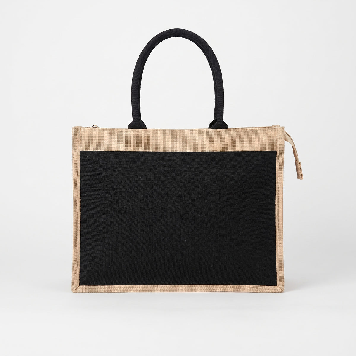 Custom screen-printed A3 black pocket zipped jute bag by Print365 Kenya