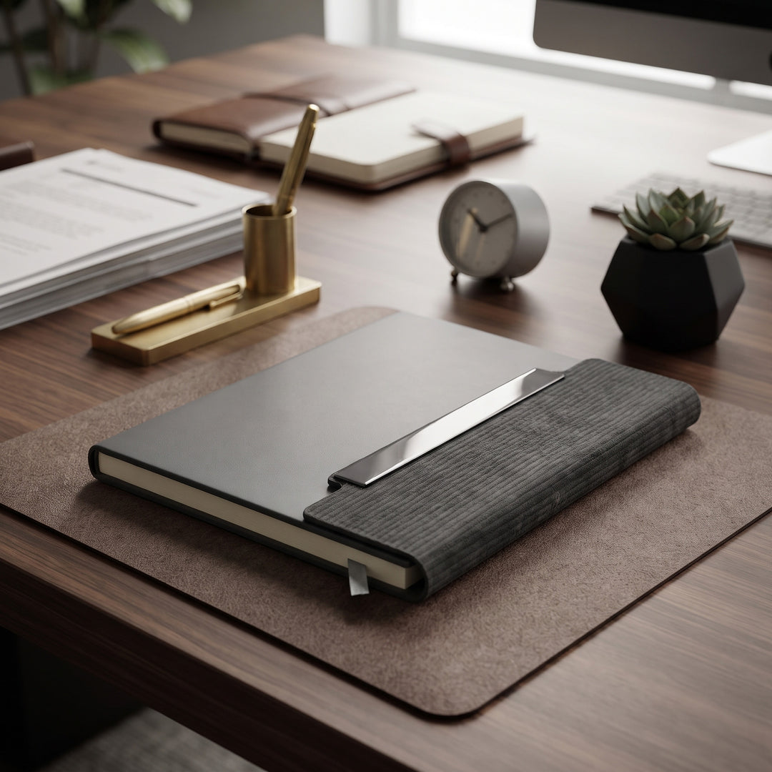 Custom branded executive A5 dual-texture notebook with ribbed magnetic flap by Print365 Kenya
