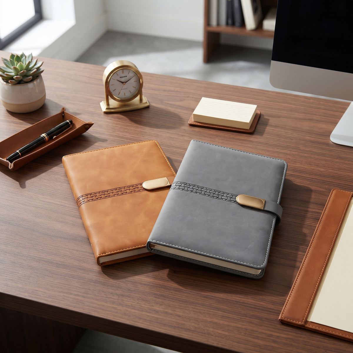 Custom branded executive A5 hardbound notebooks with textured woven accent band in Nairobi