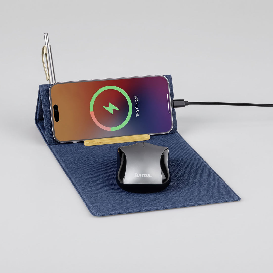 Executive imported navy blue recycled PU leather wireless charging mousepad with carbon neutral certification priced at Ksh 2200 in Nairobi