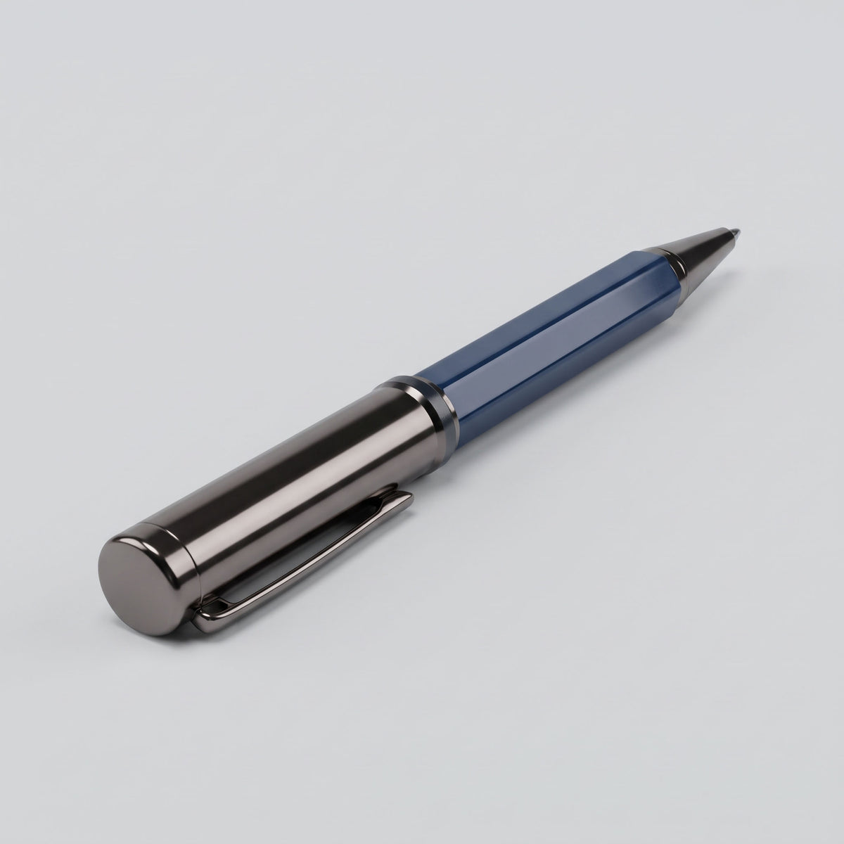 Custom laser-engraved imported GOSLAR blue metal pen with gunmetal cap by Print365 Kenya