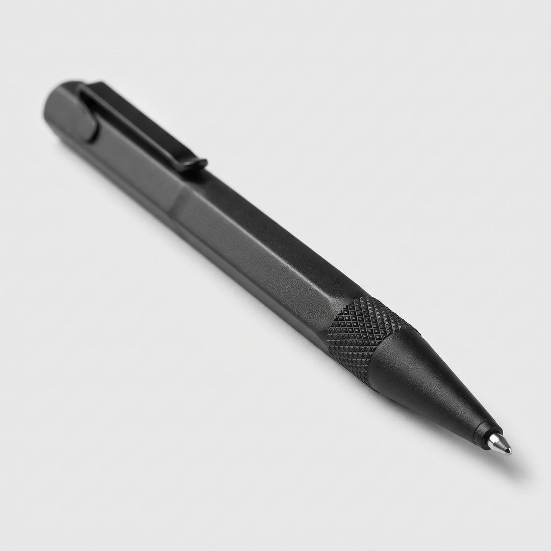 Custom laser-engraved imported METZ black metal ballpoint pen with knurled grip by Print365 Kenya