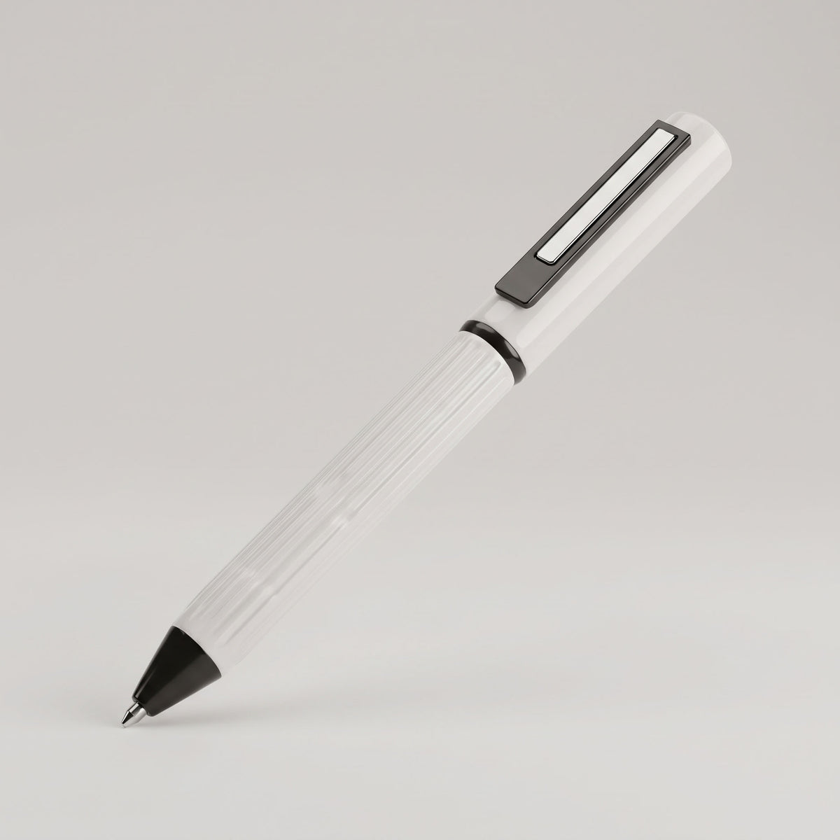 Custom screen-printed imported MIJAS white metal pen with black clip by Print365 Kenya   