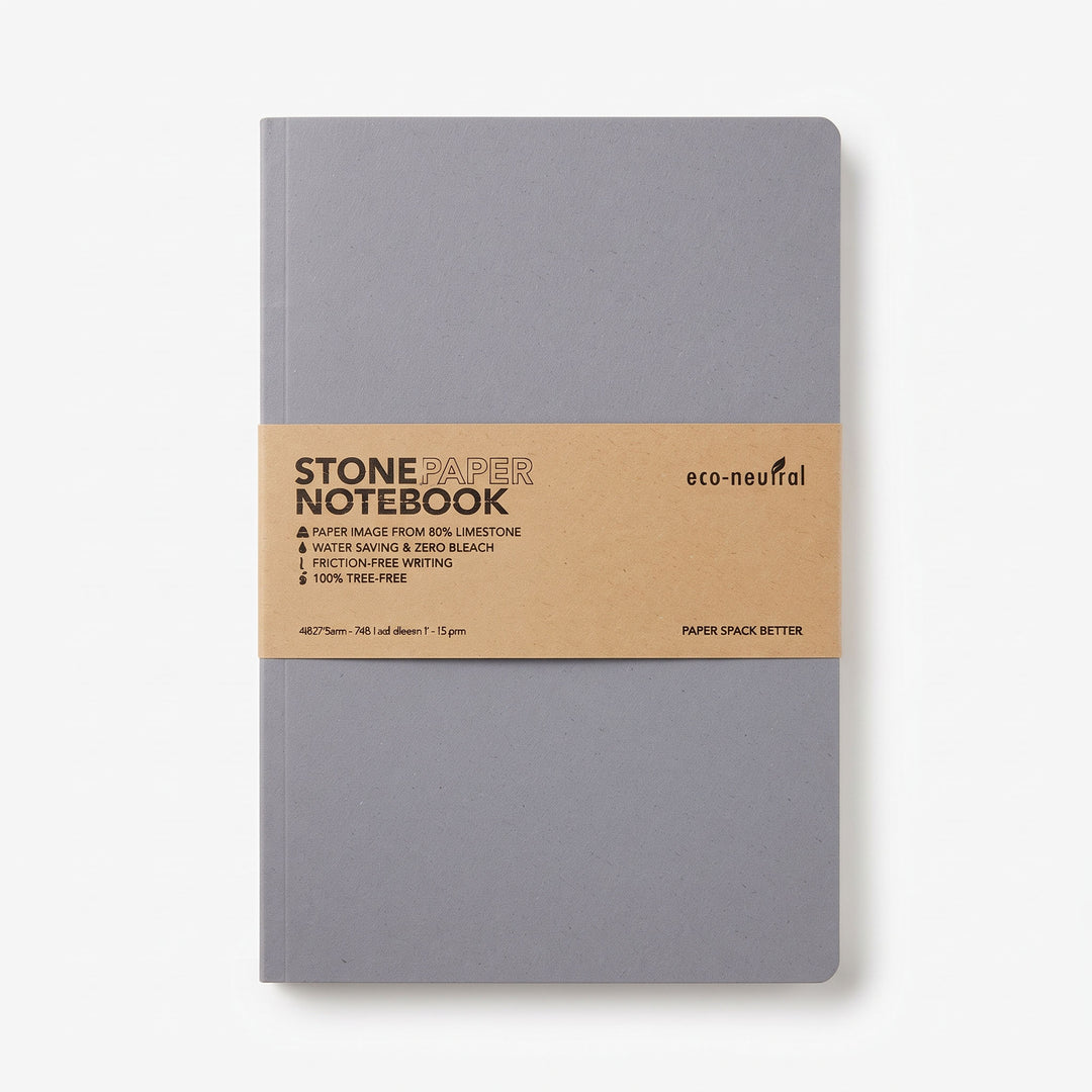Custom screen-printed imported NEYA eco-neutral grey stone paper tree-free notebook by Print365 Kenya