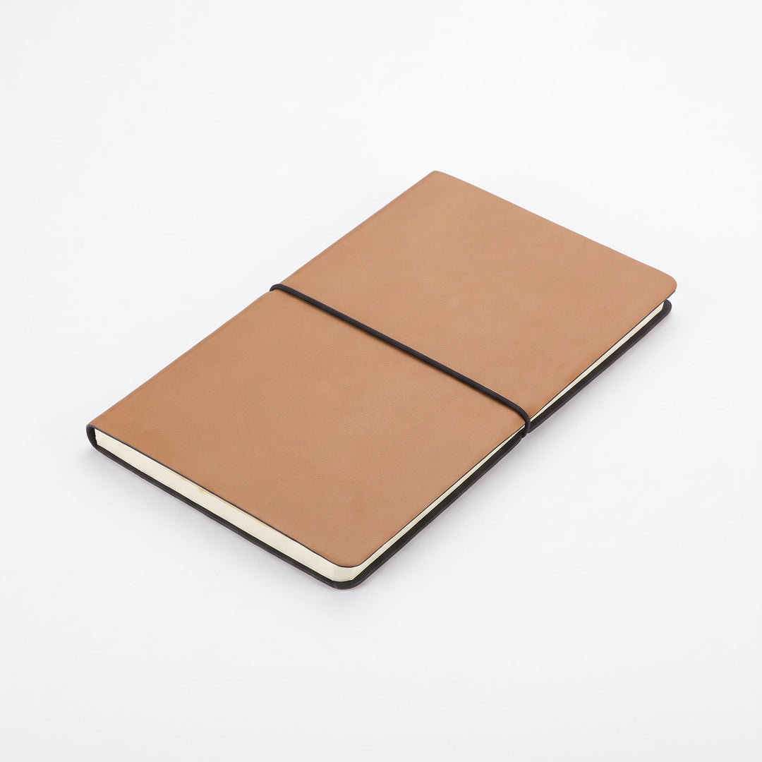 Custom debossed imported PEJA Santhome A5 tan recycled PU soft cover notebook by Print365 Kenya