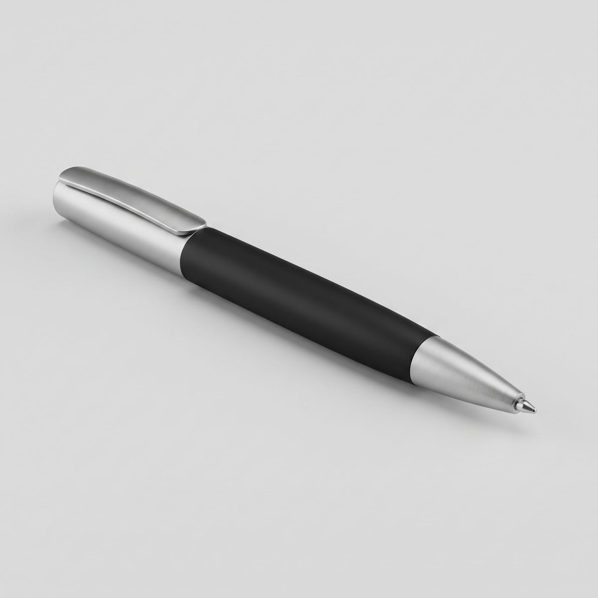 Custom laser-engraved imported PULA black metal ball pen with silver cap by Print365 Kenya