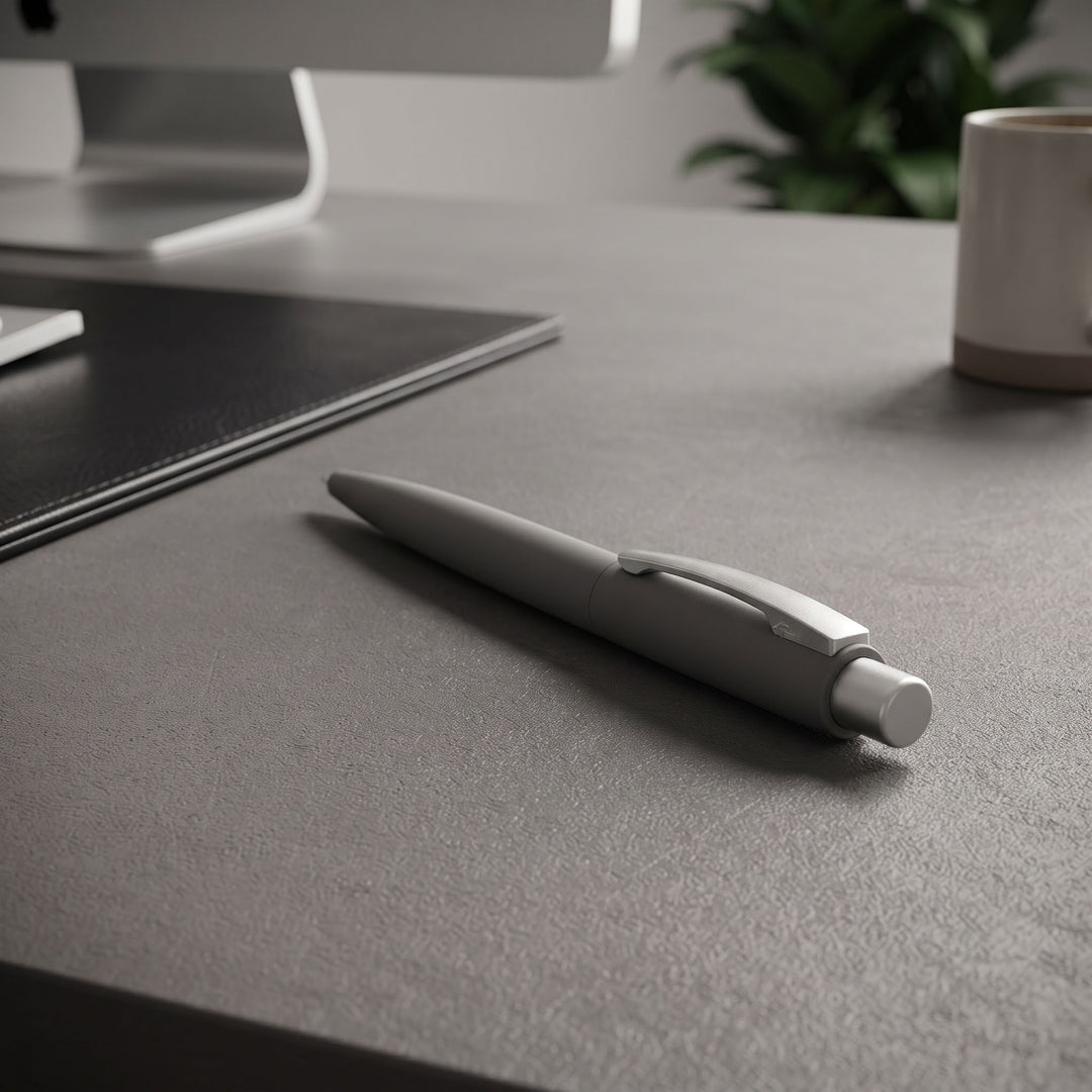 Custom pad-printed imported UMA LUMOS dark grey stone touch ballpoint pen by Print365 Kenya