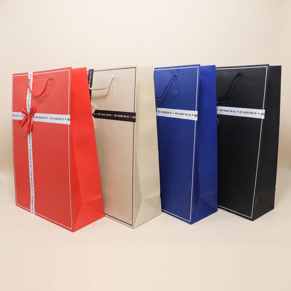 Executive A3 vertical paper gift bag with ribbon design in red cream blue black priced at Ksh 400 in Nairobi