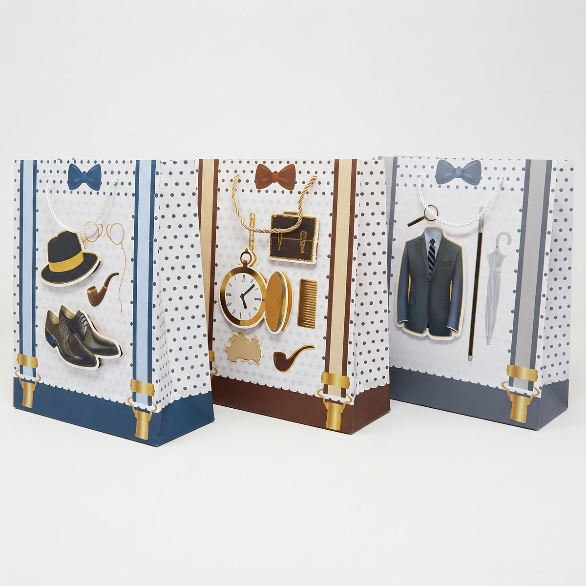 Executive gentlemen themed paper gift bags in B5, A4, and A3 sizes priced from Ksh 300 in Nairobi