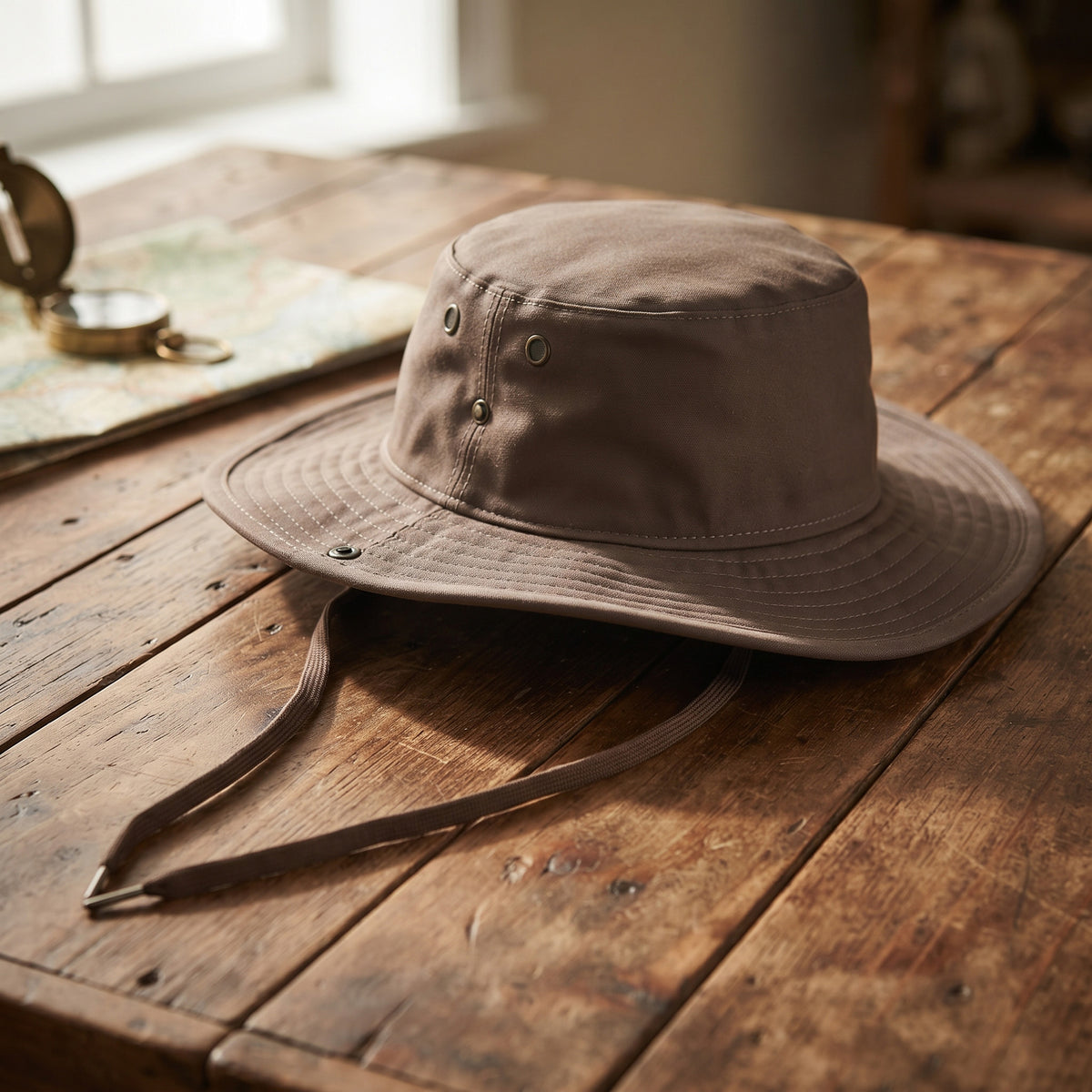 Custom embroidered wide-brim safari hat with adjustable chin cord by Print365 Kenya