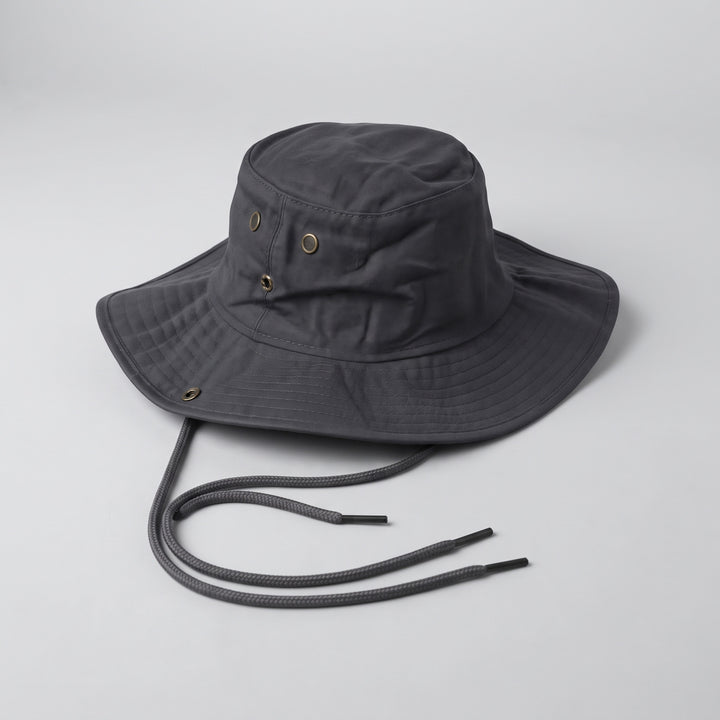 Custom branded outdoor wide-brim safari hat with adjustable chin cord in Nairobi