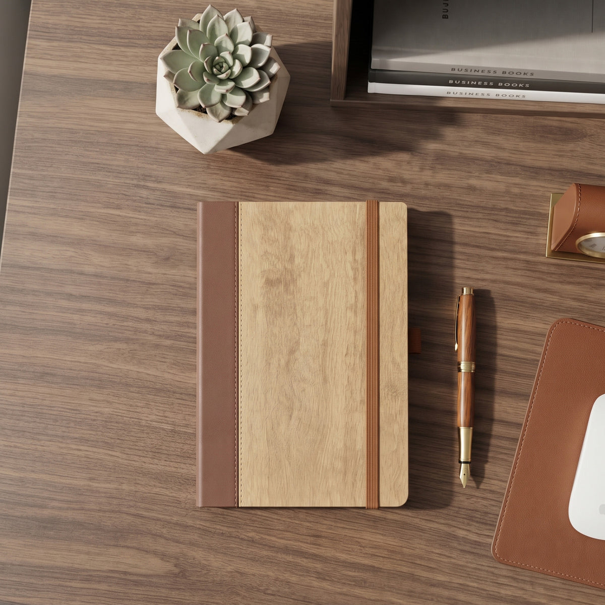 Custom branded sustainable A5 bamboo notebook with colorful spine trim in Nairobi