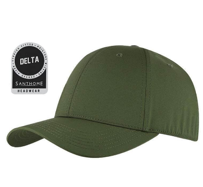 Custom embroidered imported DELTA Santhome DryNCool performance stretch fitted cap in green by Print365 Kenya   