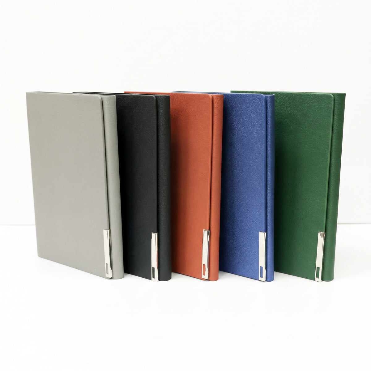 Custom branded executive A5 leather notebooks with silver bar accent in Nairobi