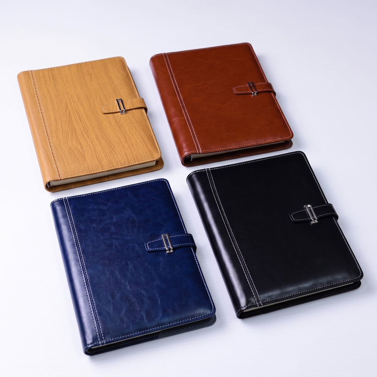 Custom branded executive leather notebooks with contrast stitching and buckle strap in Nairobi