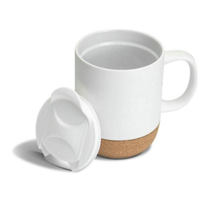 Custom printed imported LUCCA Giftology white ceramic mug with cork base and lid by Print365 Kenya