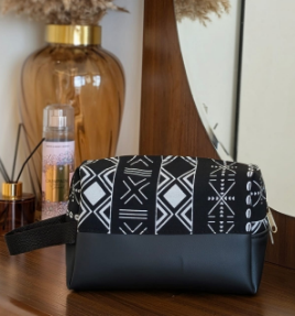 Custom Branded Executive African Print Travel Washbag &amp; Toiletry Pouch (9" x 4" x 5")