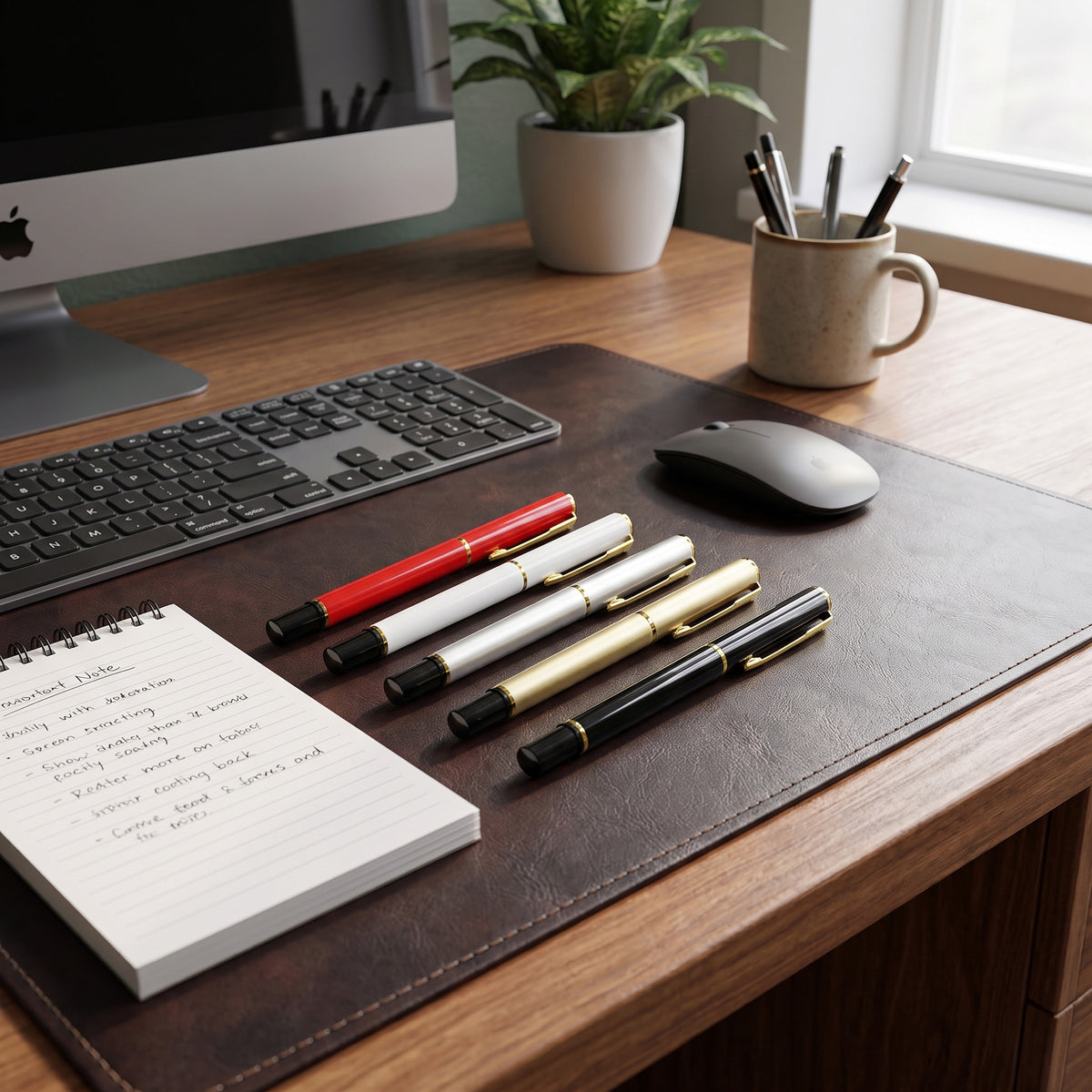Custom laser-engraved slim executive metal pens with gold trim accents by Print365 Kenya