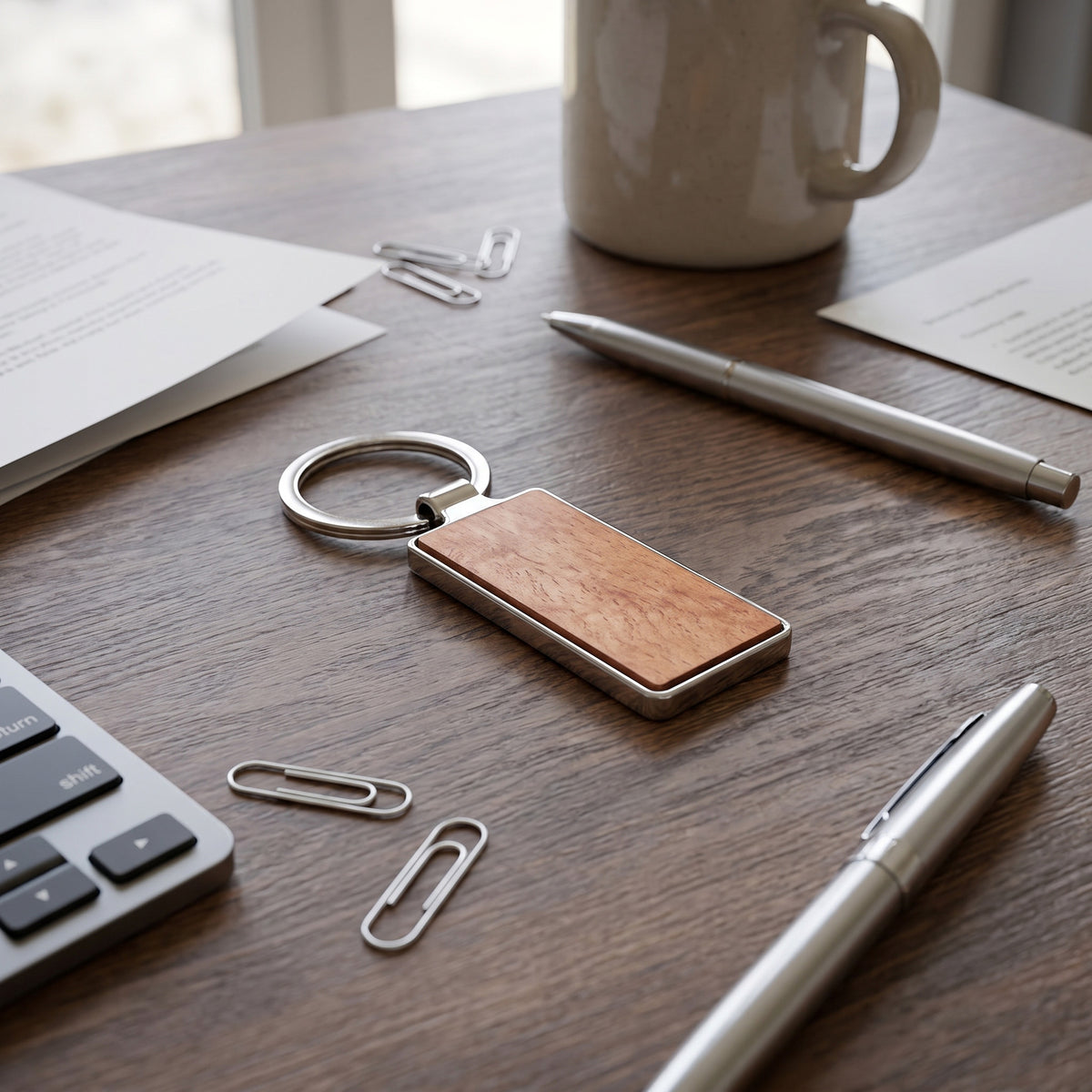 Custom laser-engraved executive metal and wood keyholder by Print365 Kenya