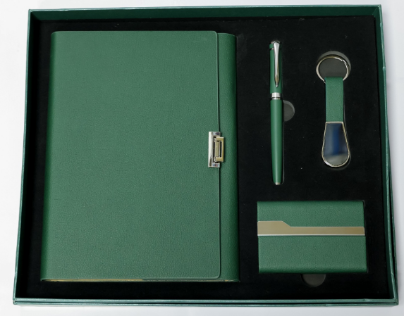 Custom laser-engraved 4-in-1 corporate executive gift set in forest green by Print365 Kenya