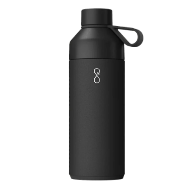Custom laser-engraved imported Ocean Bottle 1L in Obsidian Black by Print365 Kenya