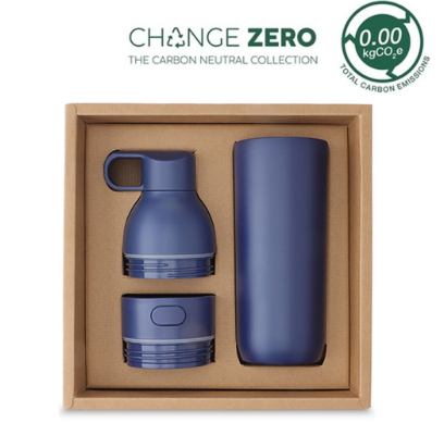 Custom laser-engraved imported RUVO CHANGE ZERO 2-in-1 modular hydration gift set in navy blue by Print365 Kenya