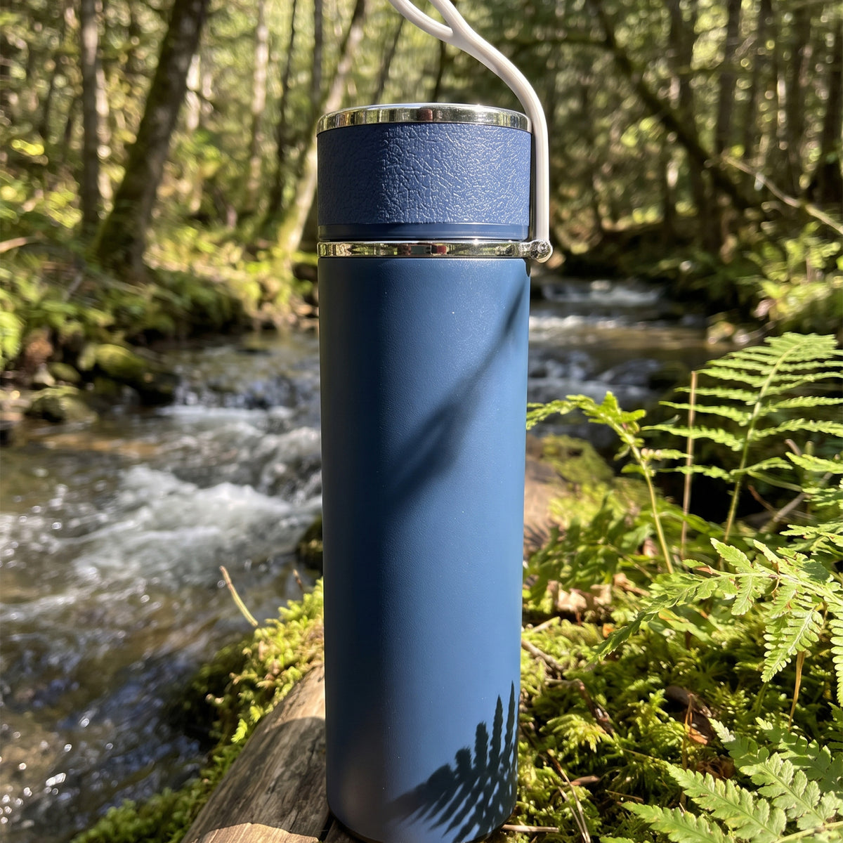 Custom laser-engraved 500ml thermal flask with corporate logo in blue by Print365 Kenya
