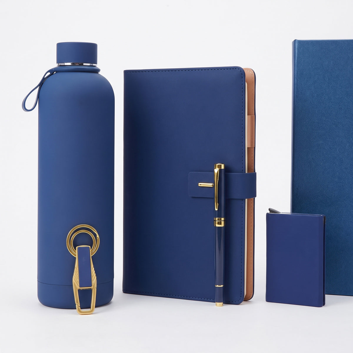 Custom laser-engraved 5-in-1 corporate executive gift set in matte royal blue by Print365 Kenya