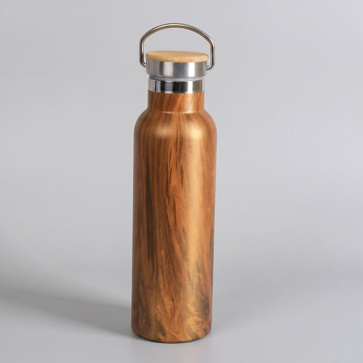 Custom branded eco-executive wooden thermal vacuum flask with steel swing handle in Nairobi